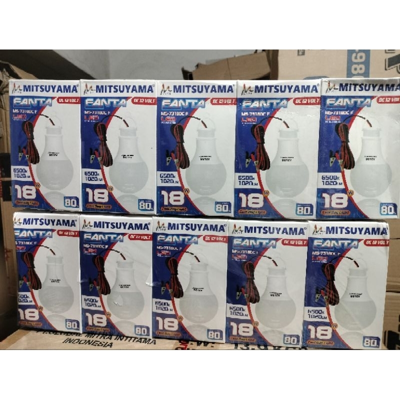 Lampu bohlam LED DC jepit aki 15 & 18 watt kabel DC 12V super terang
