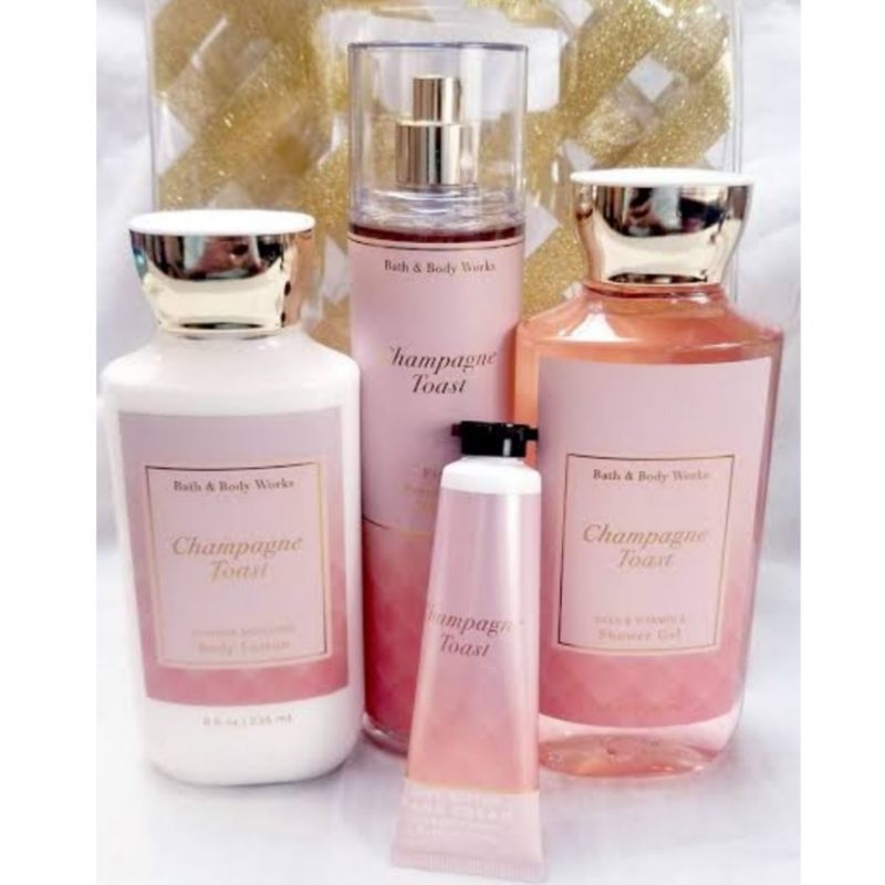 BATH AND BODY WORKS BBW CHAMPAGNE TOAST SERIES MIST LOTION SHOWER GEL BODY CREAM HAND CREAM SHOWER GEL BODY CREAM LOTION MIST WASH WALLFLOWER ROOMSPRAY SCENTPORTABLE GENTLE GEL DEEP CLEANSING GENTLE FOAMING CREAMY LUXE