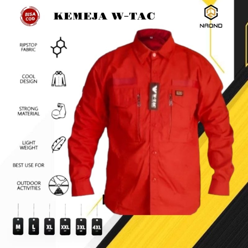 (BEST SELLER) KEMEJA PRIA TACTICAL W-TAC LENGAN PANJANG / BAJU TACTICAL HEM / LAPANGAN PDL / PDH / KEMEJA TAKTIKAL / BAHAN RIPSTOP TORNADO / OUTDOOR ACTIVITY