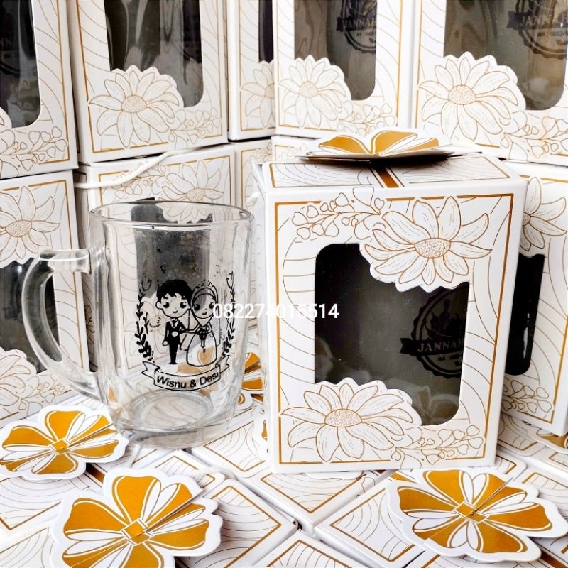 SOUVENIR GELAS GAGANG JUMBO FREE KEMASAN BOX