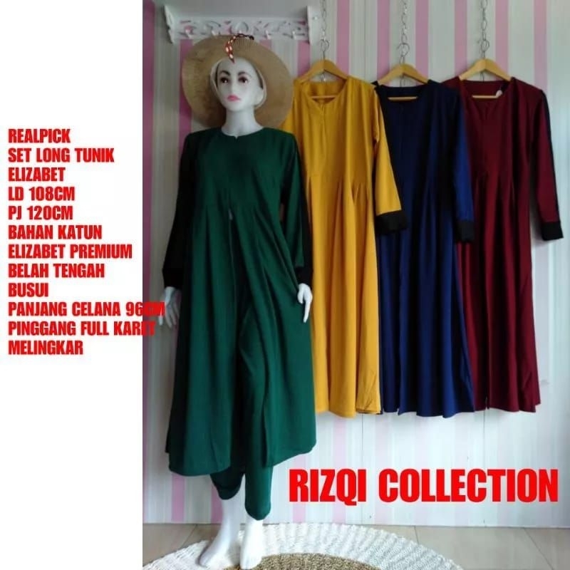 SET LONG TUNIK KATUN ELIZABET PREMIUM