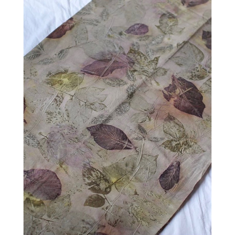 ECOPRINT BATIK PREMIUM (KAIN BATIK) PUTIH UNGU HIJAU