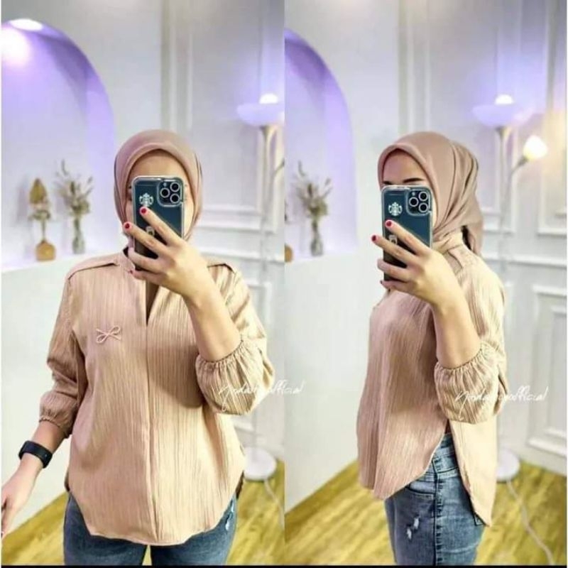 0ATASAN WANITA KEMEJA LUNA LADY CRUSH SHIRT OVERSIZE POCKET