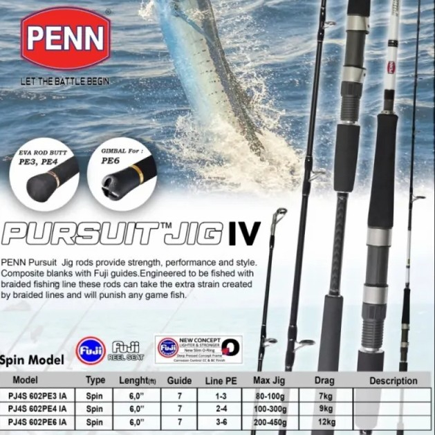 Joran Penn pursuit IV rod jigging 602