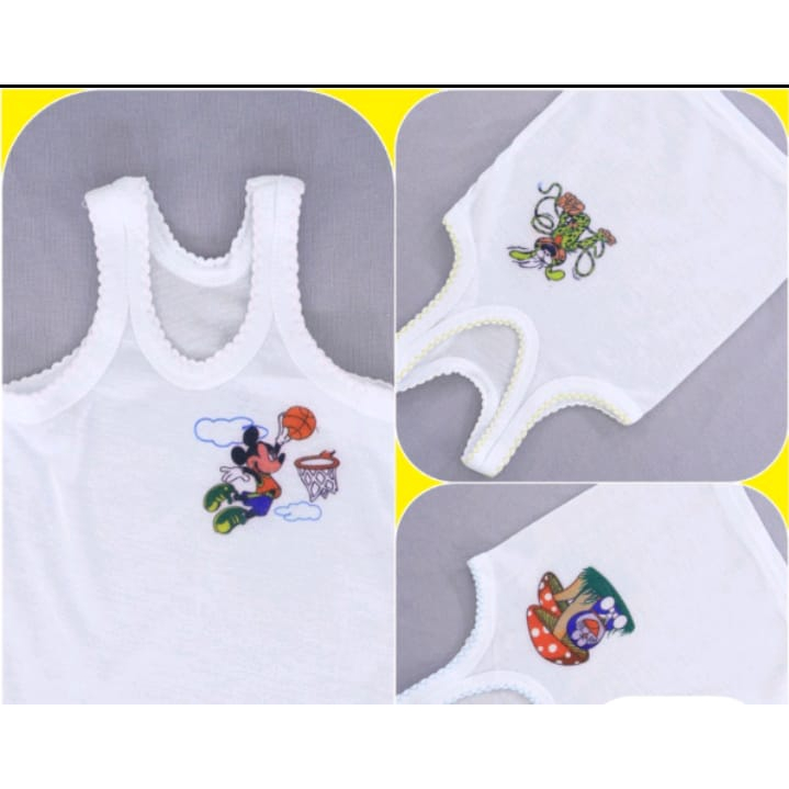 Singlet Anak Sablon Karakter usia 0-7 Tahun - Singlet warna putih