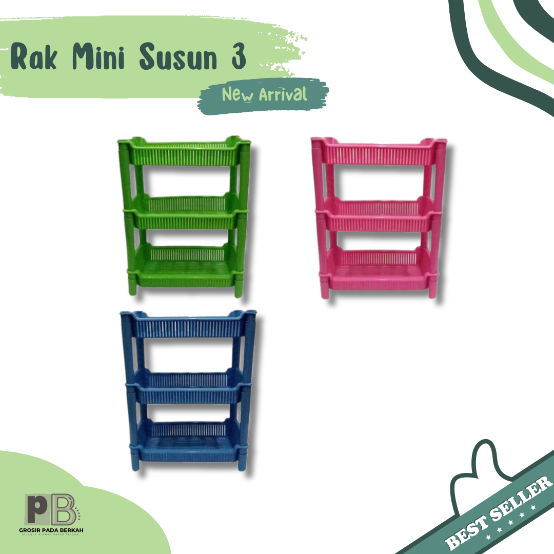 Rak Mini Plastik Susun 3 Serbaguna Rak Segi Plastik Kecil Rak Bumbu Dapur Termurah