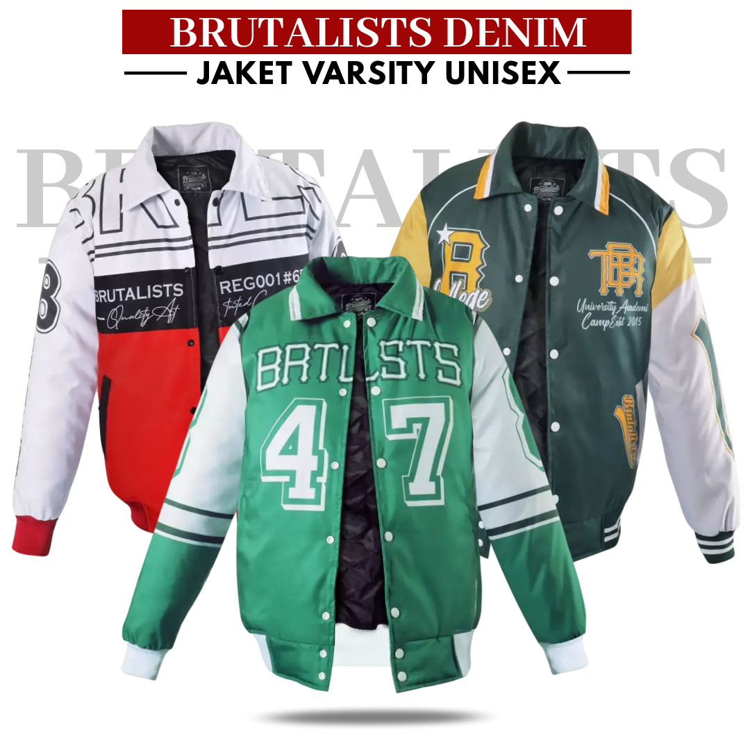 Jaket Varsity Pria Parasut BRUTALISTS DENIM VINTAGE Terbaru Kekinian Keren Original