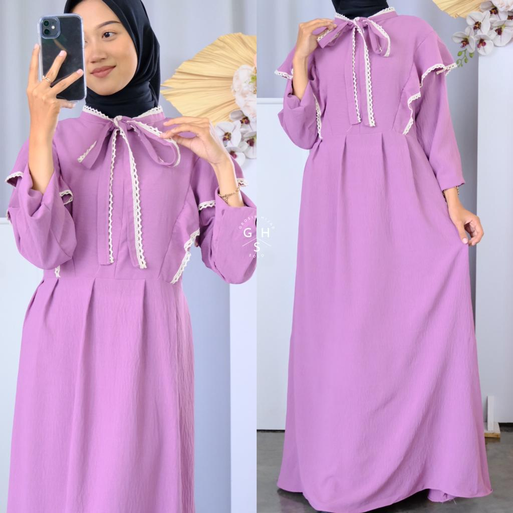 (DBY) GAMIS LARASATI RENDA DAILY BUSUI DRESS AIRFLOW CRINCLE