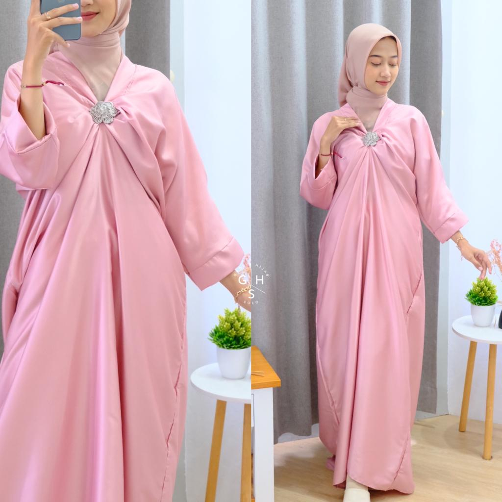 ARIEL GAMIS KAFTAN LEBARAN OVERSIZE DRESS PANJANG ATASAN WANITA SATIN SILK PREMIUM (AMD)