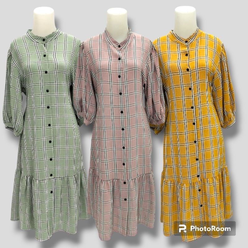 Tunik Cavel kotak lengan balon