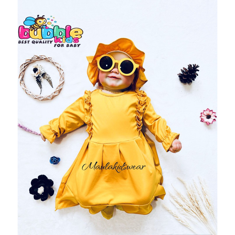 Gamis Sabrina Free Ciput Bayi Polos Katun Fashion Muslim Bayi Anak Balita Perempuan 0-4 Tahun mustad