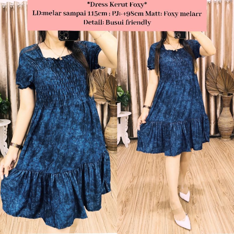 Dress Kerut Foxy Mahalini / Dress Foxy Rempel / Dress Foxy Susun / Dress Foxy Canda / Dress Foxy Busui / Daster Foxy / Daster Foxy murah / Daster Foxy Rempel