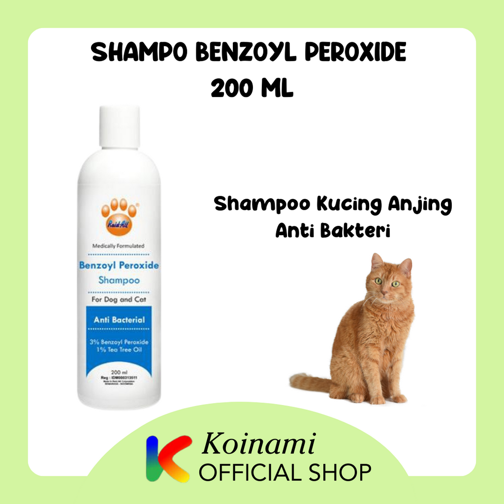 SHAMPO BENZOYL PEROXIDE 200ml biru / raid all / SHAMPO kucing anjing ANTI BAKTERY  / GROOMING pet