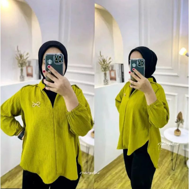 Kemeja Livia Blouse wanita Lady Crush // Kemeja Style Korea Polos Bestseller