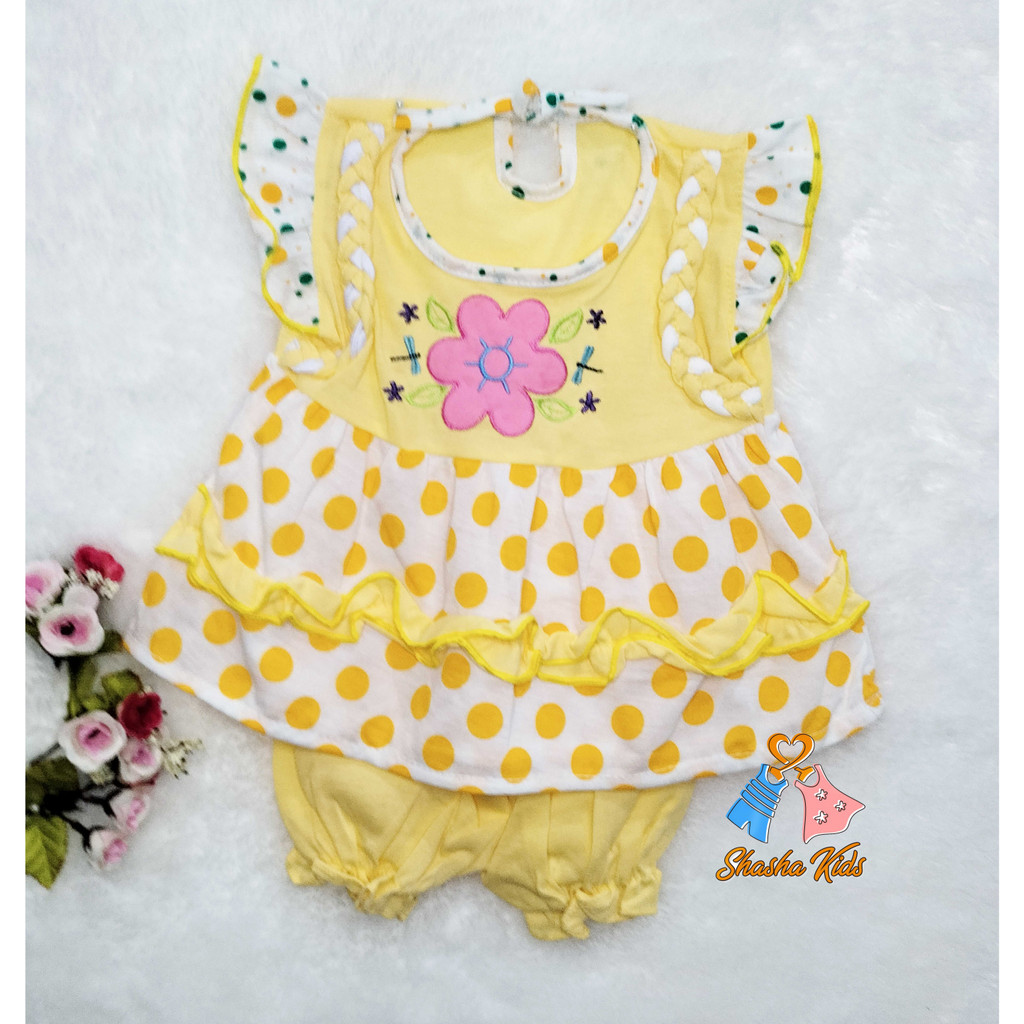 [M-09] Baju Bayi Perempuan/Dress Bayi Perempuan Planet Kids cantik motif bunga 0-3 bln