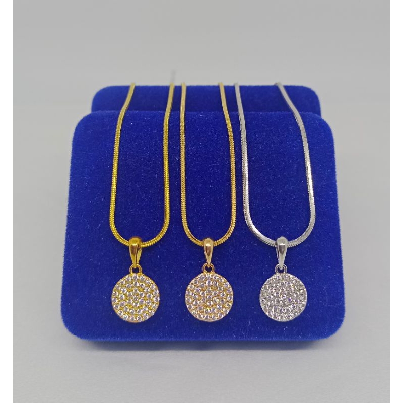 kalung rantai kasandra flexi+liontin bulat gepeng mp/perak asli silver 925 lapis emas/perhiasan fashion wanita terbaru