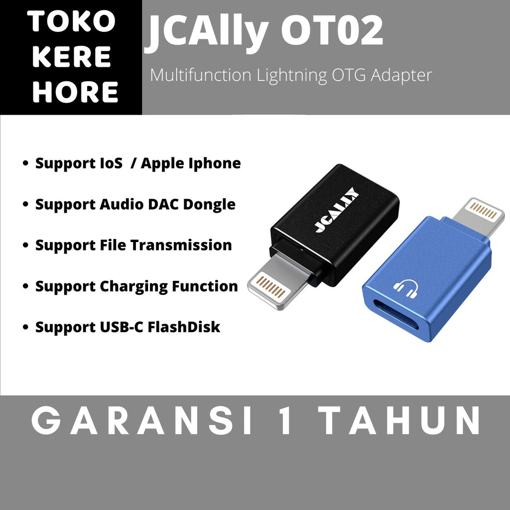 JCALLY OT2 Multifunction Lightning OTG USB C Adapter