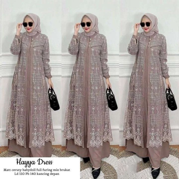 READY STOCK HAYYA DRESS BRUKAT - DRESS KONDANGAN TERBARU 2023