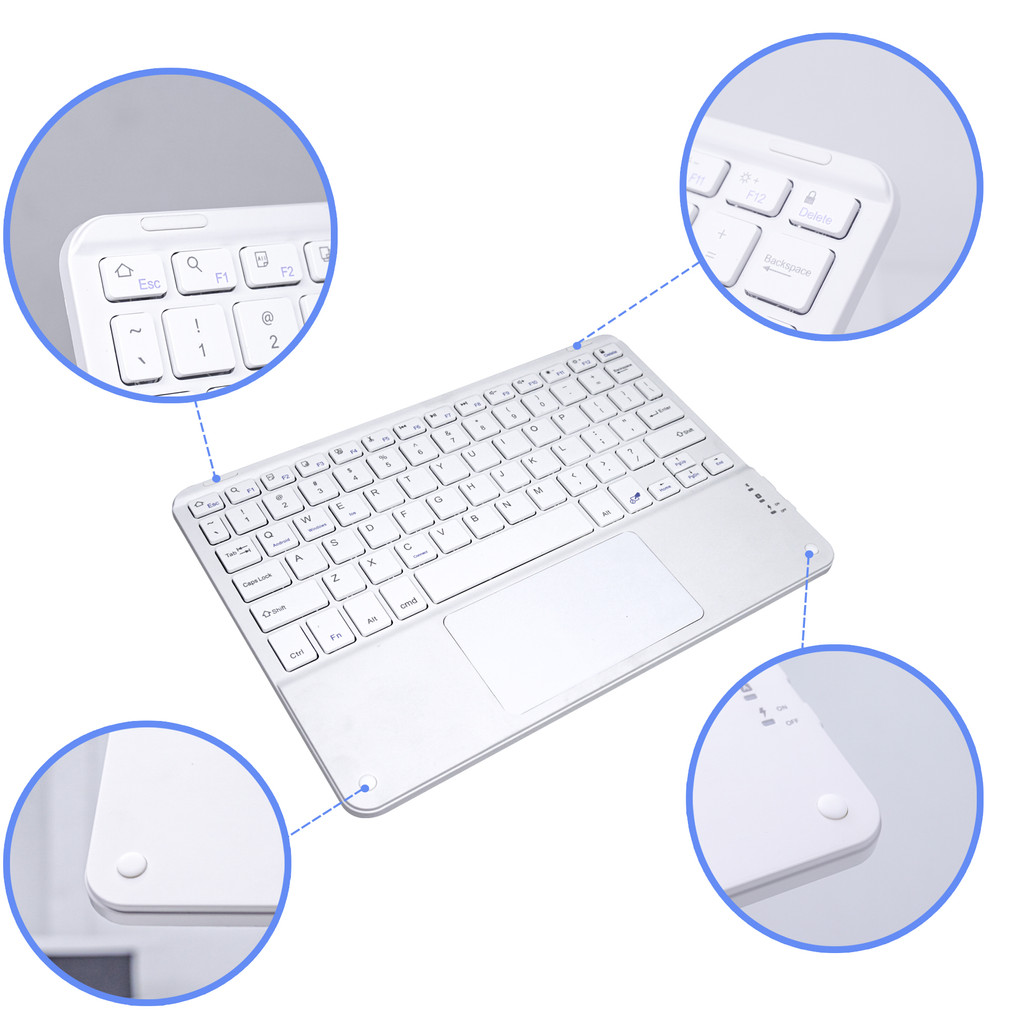 Keyboard Bluetooth 10 inch Wireless Trackpad Lightweight Portable For Samsung Xiaomi ONESOS Untuk Semua Tipe Handphone , Tablet , Komputer (Android ,Windows,IOS)