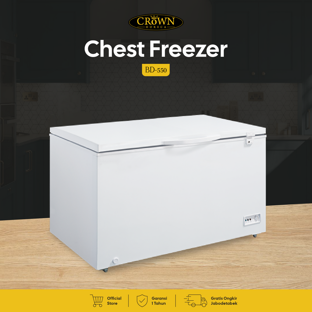 CROWN HORECA - Chest Freezer BD-550 (550 liter) - Box Kulkas Lemari Pendingin Pembeku Makanan Daging Frozen Food