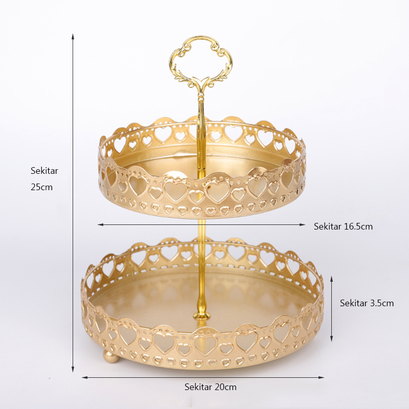 Mi.more  2Layer Fruit Tray Buah Snack Gold Storage Rack Pastry Fruit Cake Organizer Hollow Out Bedroom Countertop Decor