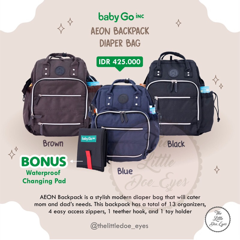 Baby Go Inc AEON Backpack Diapers Bag