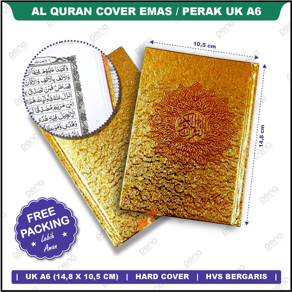 Al Quran Kecil Cover Emas dan Perak Ukuran A6 HVS Murah