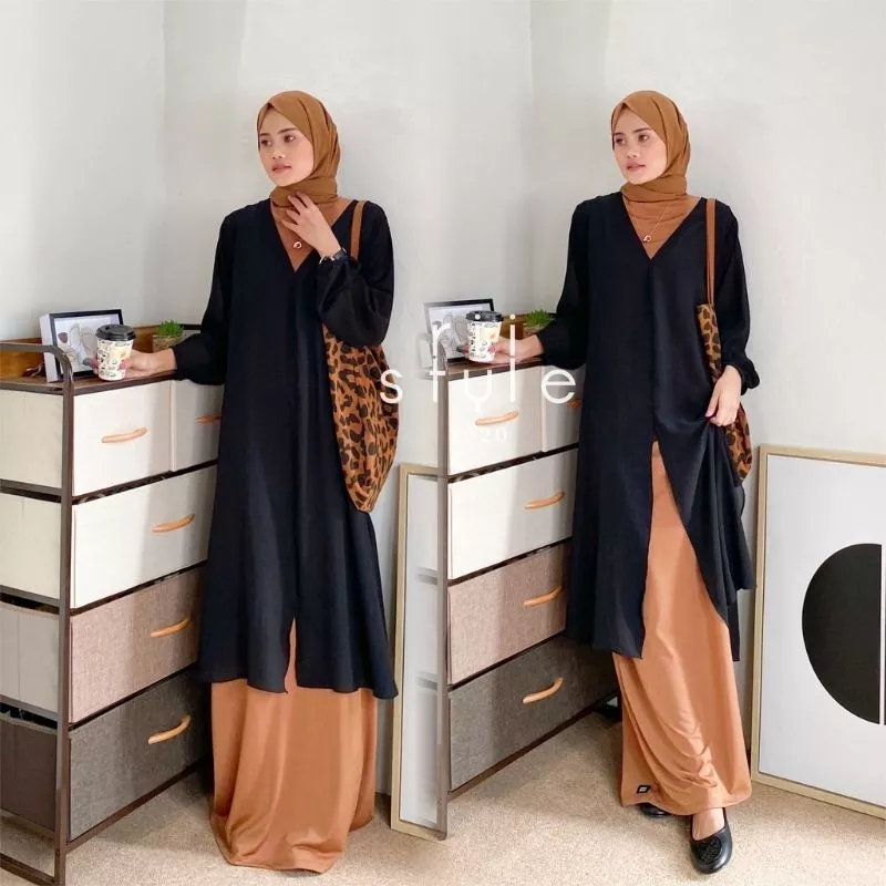 ALEA Outer Tunik Ceruty - Outer wanita- Long outer