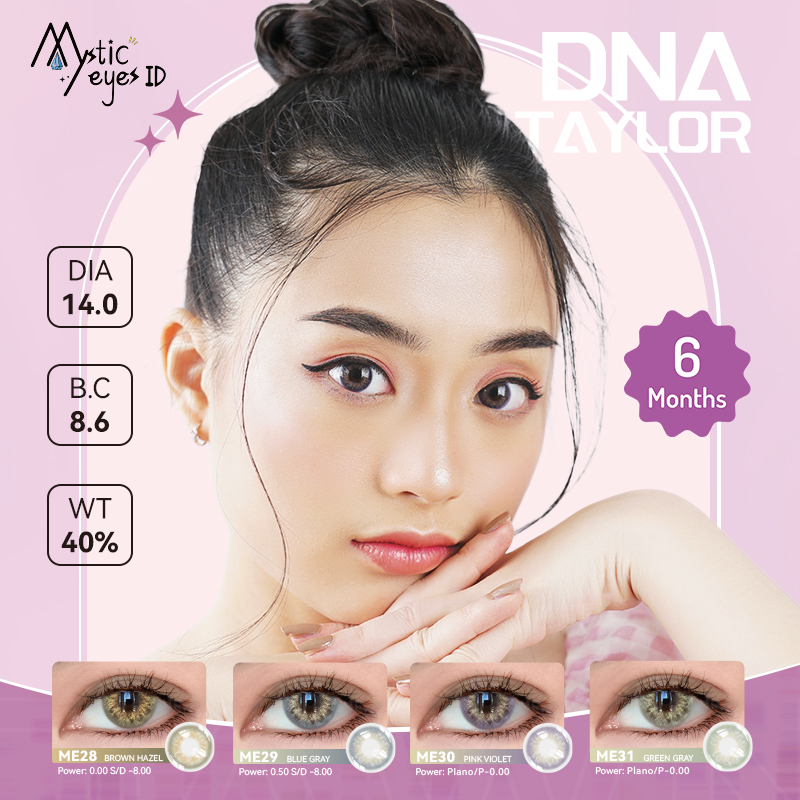 [✅COD] MYSTICEYES SOFTLENS Dna Taylor SERIES Grey Blue Brown COLOR CONTACT LENS  NORMAL 14.0 MM