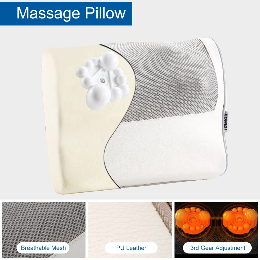 BOMIDI MP1 Massage Pillow Bantal Pijat 8 Bola Leher Punggung Pinggang Portable Car And Home