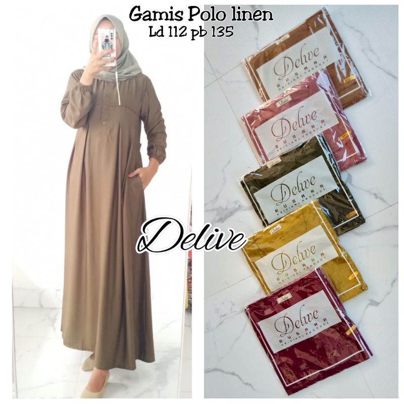 Gamis polos polo linen//Gamis Chanel polo linen//Gamis polo linen