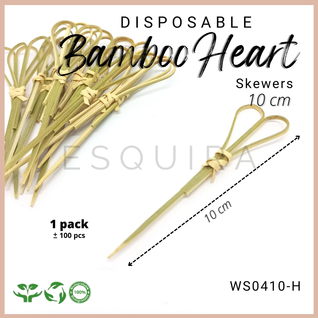 Tusuk Bambu Dessert Simpul Hati / Bamboo Heart Skewers Cocktail 10 cm WS0410-H