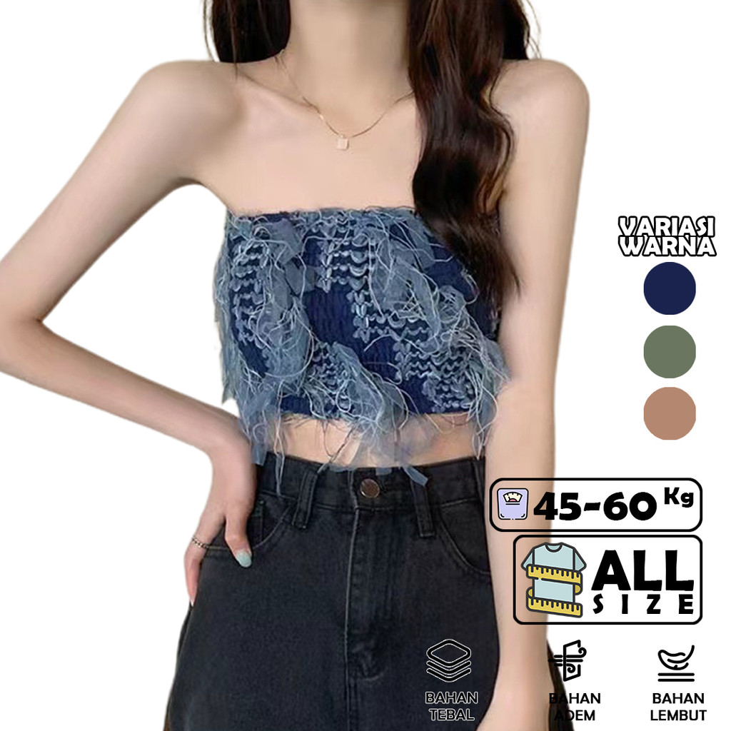 YS6128 Tanktop Crop Top Rajut Korean Style - YOSINOGAWA