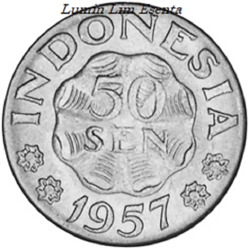 Koin Kuno 50 Sen Tahun 1957 Dipa Negara UNC Lustre Asli Ready