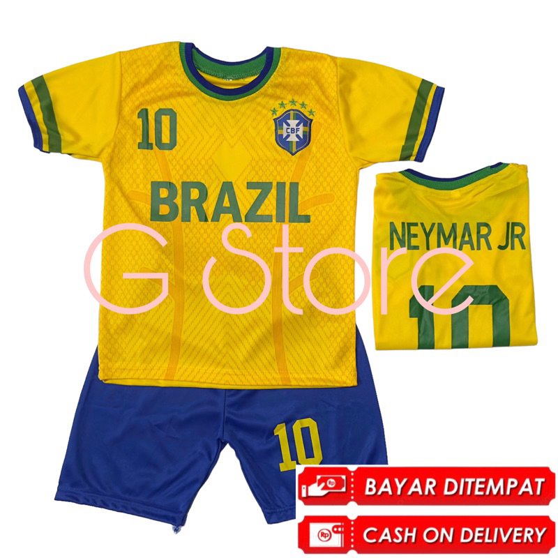 BISA COD / SETELAN BAJU BOLA NEYMAR TERBARU / JERSEY BOLA BRAZIL BERKUALITAS / SET KAOS WORLD CUP TERMURAH / SET COWO CEWE UNISEKS