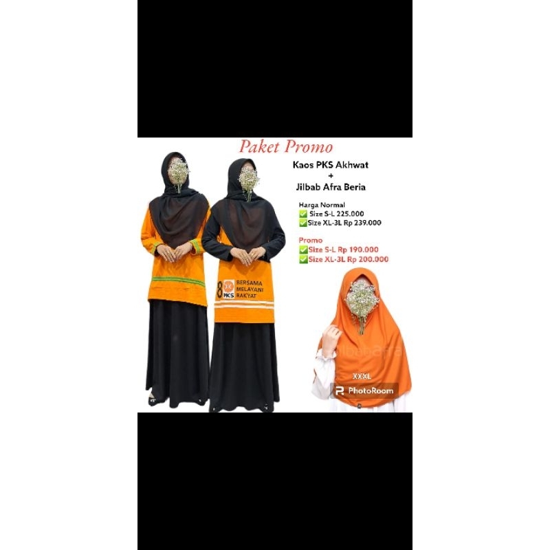 Baju Kaos Akhwat PKS Cotton Combed 24S Logo Baru