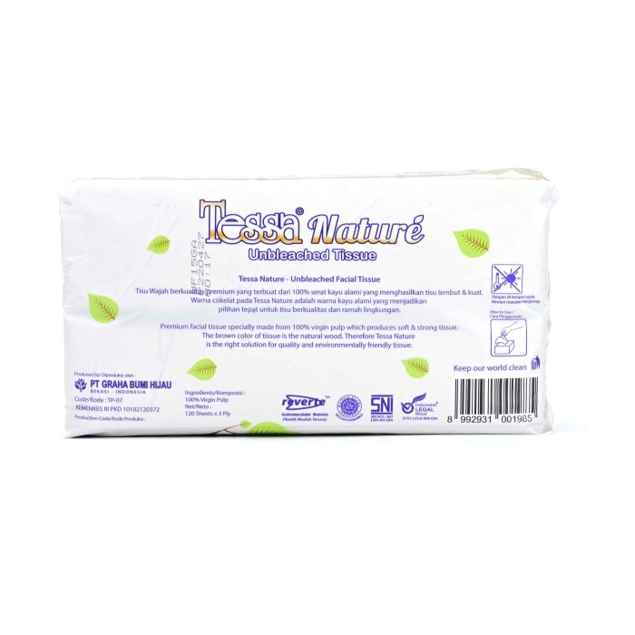 Tisu Tessa 120 Sheets 3 Ply TP07 / Tissue Nature Facial SP 120 Sheet 3Ply / Tisu wajah 120s