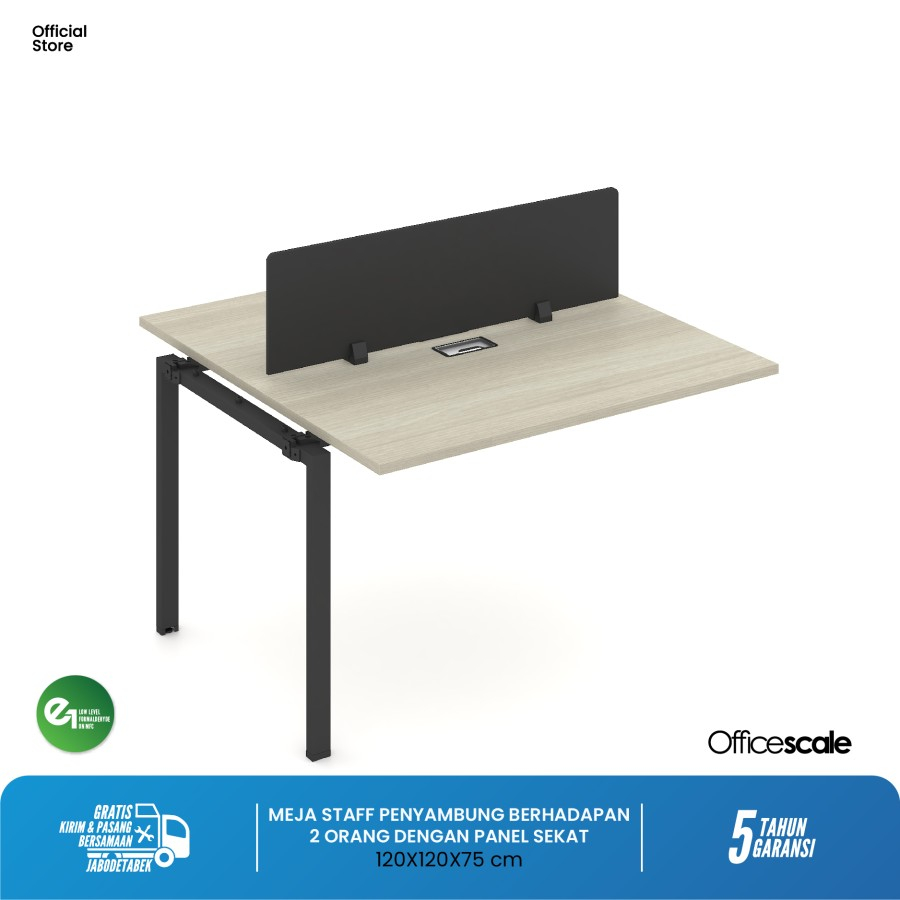 Officescale Meja Kerja Kantor Penyambung Berhadapan 2 Orang +Panel Sekat