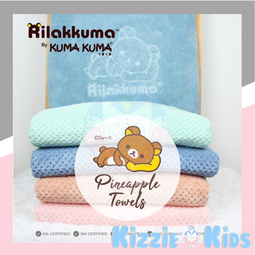 Kuma-Kuma  PINEAPPLE TOWEL Rilakkuma / Handuk Bayi Kuma Kuma / Handuk Anak Kuma Kuma / Handuk Bayi