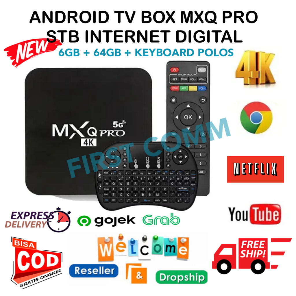 Android Set Top Box MXQ PRO 5G 6G+64G Smart TV BOX + Keyboard