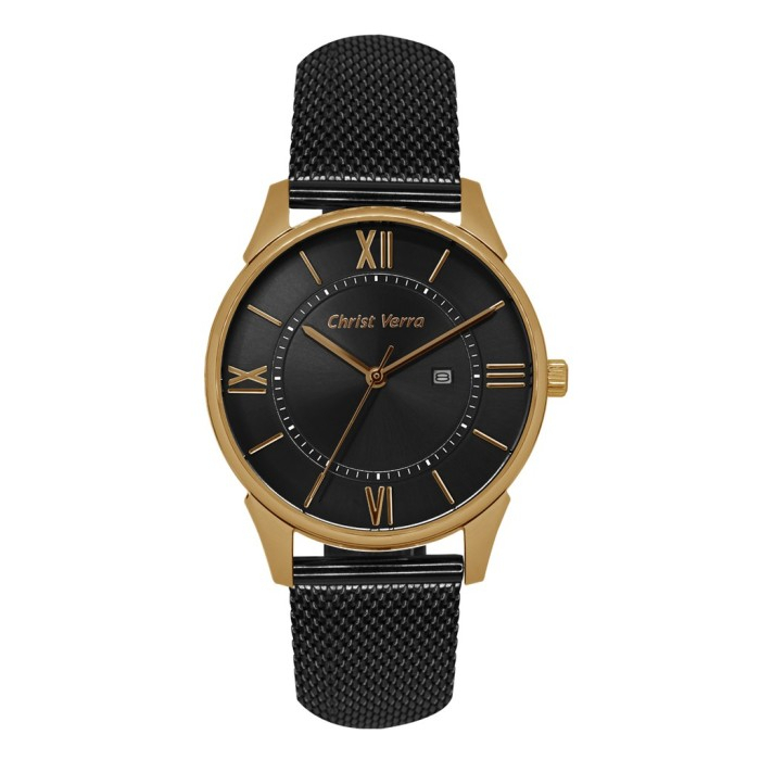 JAM TANGAN WANITA CHRIST VERRA CV 71151L-15 BLACK ROSE GOLD RANTAI ORIGINAL