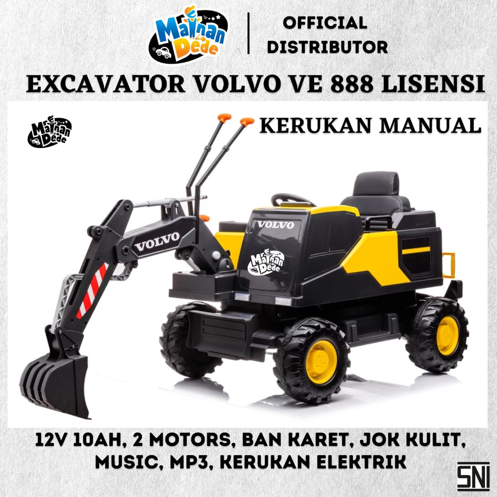 Mainan Mobil Aki Anak VE888 VOLVO EXCAVATOR Lisensi MOBIL KERUKAN MANUAL
