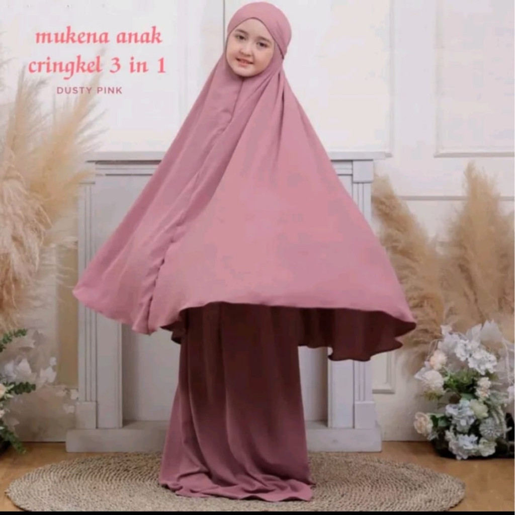 TOKO FLAM MUKENA ANAK TANGGUNG CRINKEL LESTY AIRFLOW 3 INI 1