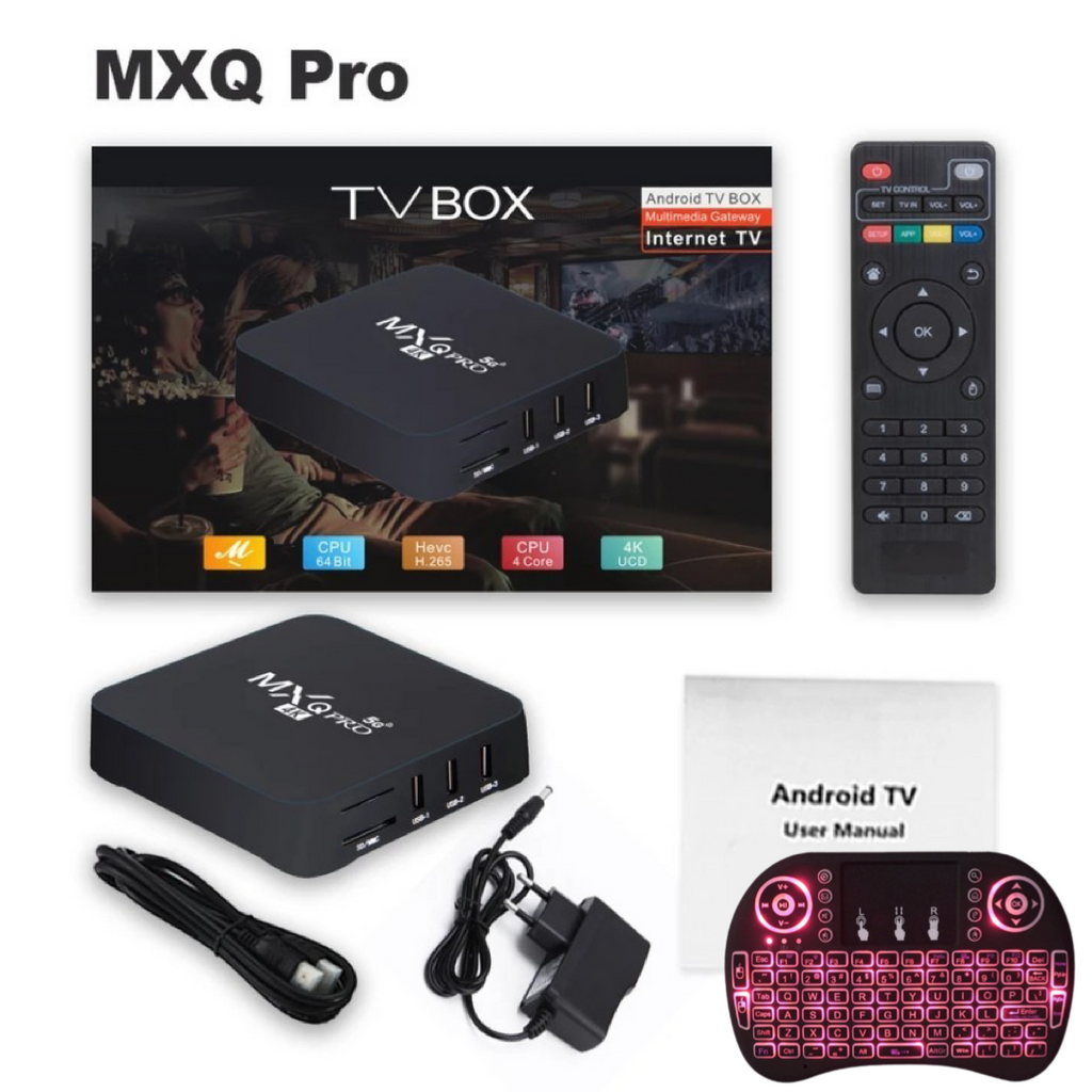 Android Set Top Box MXQ PRO 5G 4G+32G Smart TV BOX + Keyboard Backlit