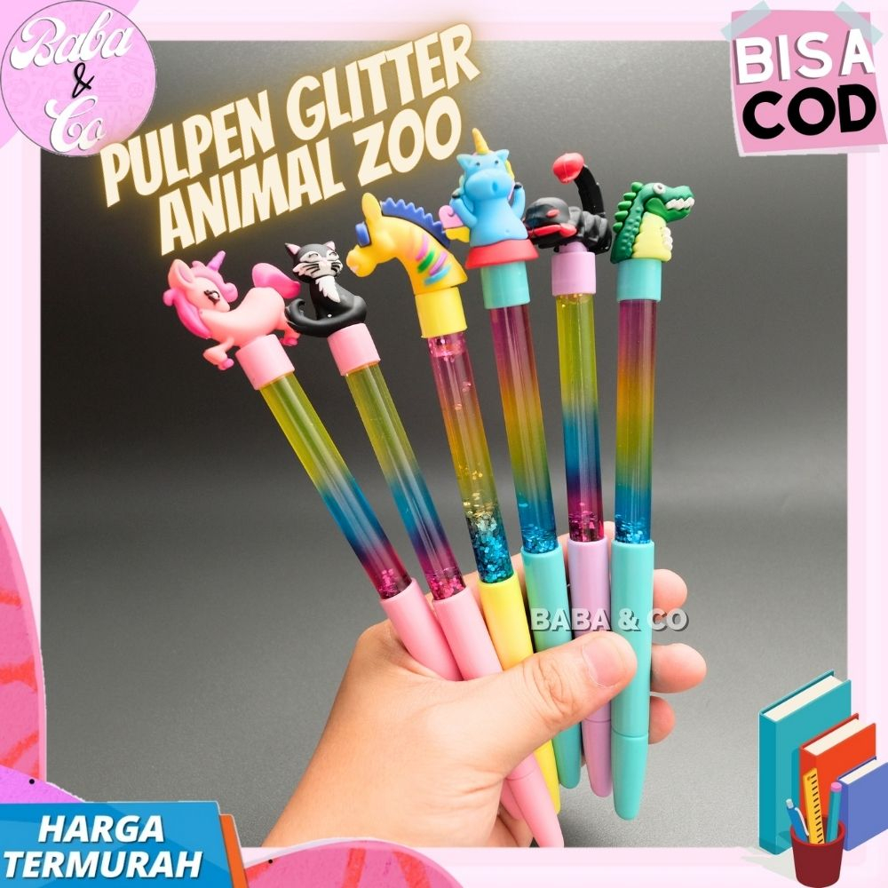 

PULPEN GLITTER ANIMAL ZOO PEN LUCU UNIK PULPEN AIR GLITER ZOO IMUT COD