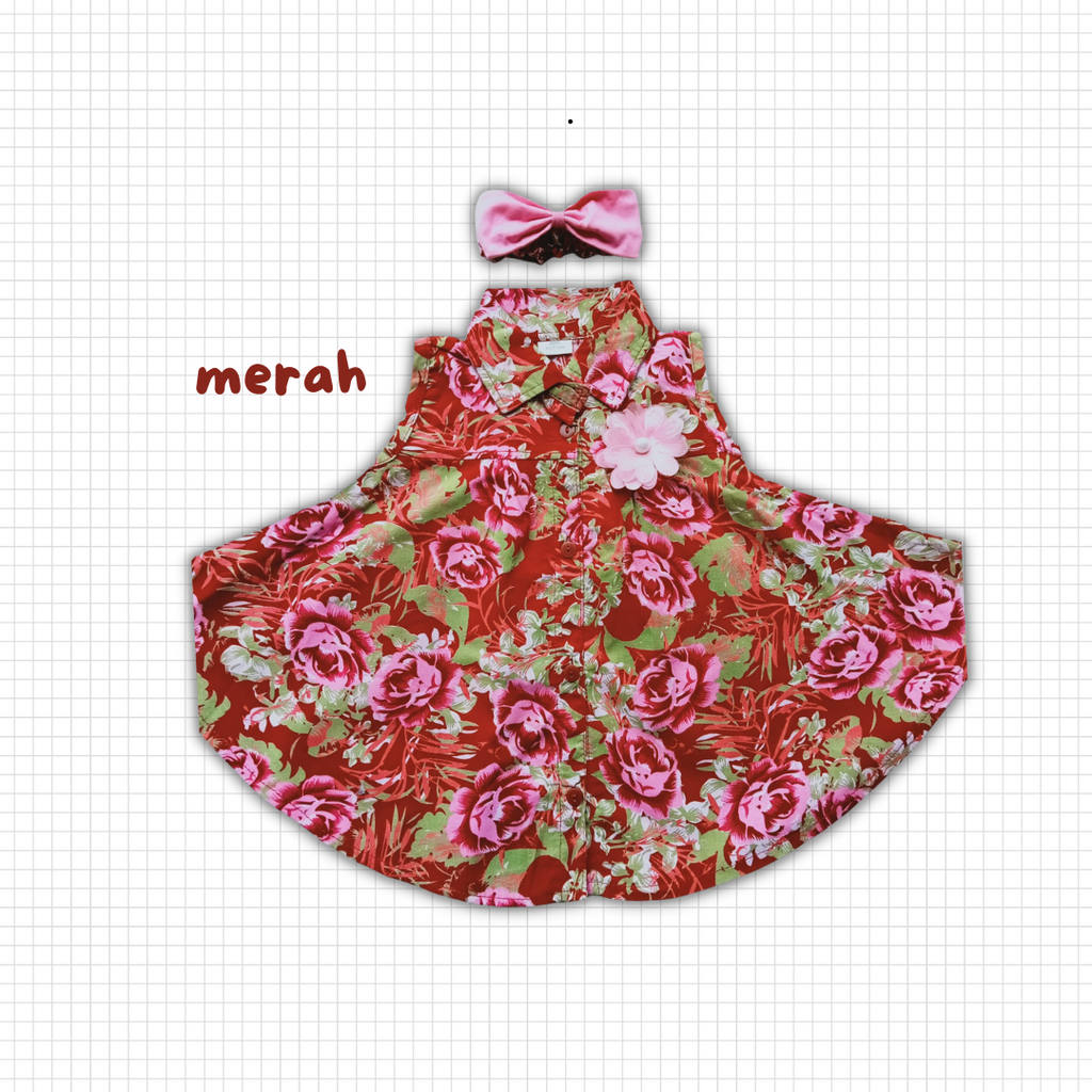 dress kelawar bayi katun baby perempuan ROSE BATWING DRESS 3-12 bulan dress bayi anak perempuan newborn free bando