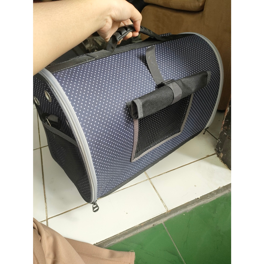 SALE Tas Kucing Reject Layak Pakai/ Ransel 3in1 Navy Polkadot