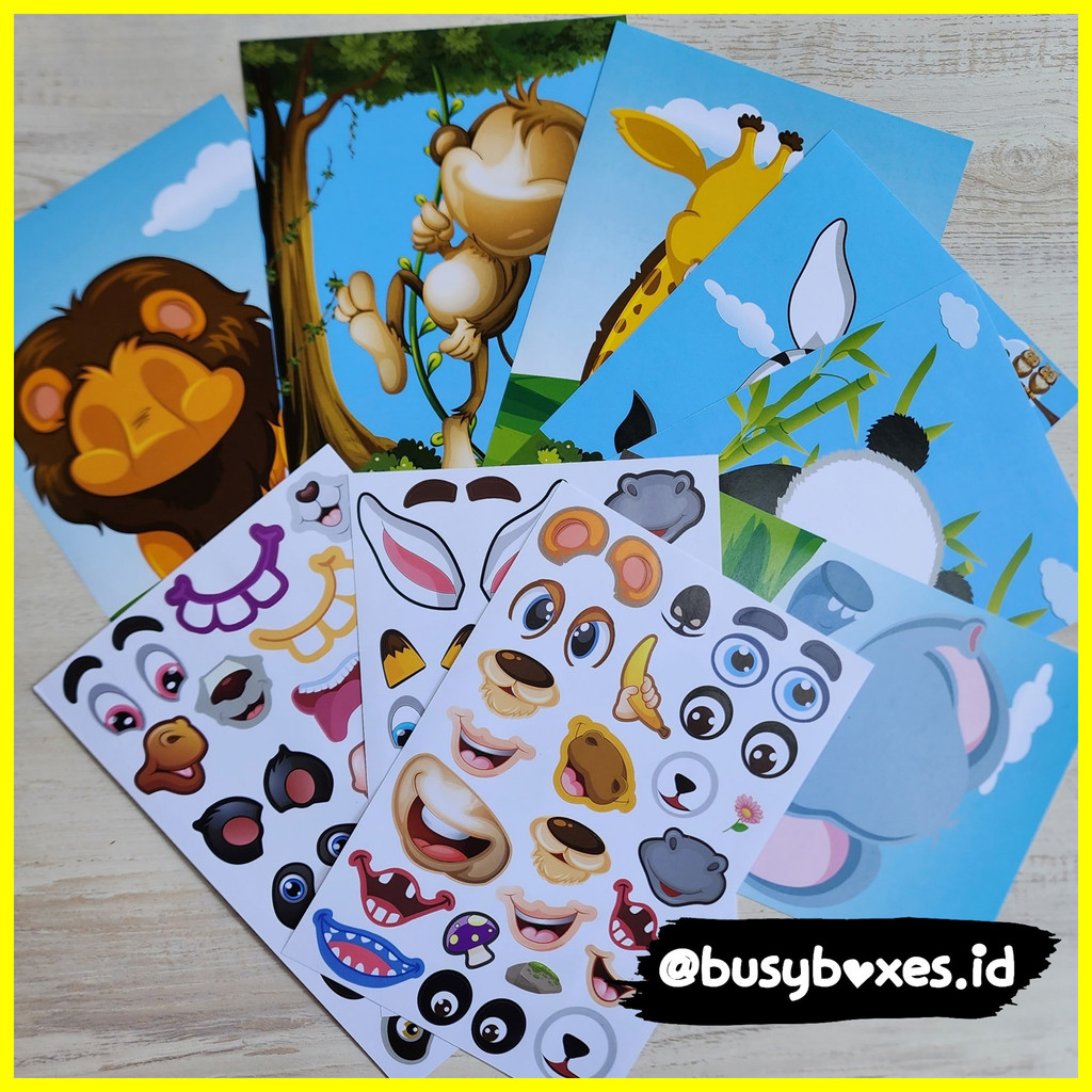 Busyboxes.id Mainan anak edukasi anak 1 2 3 tahun laki laki perempuan mainan edukasi Menempel Sticker seri zoo animals