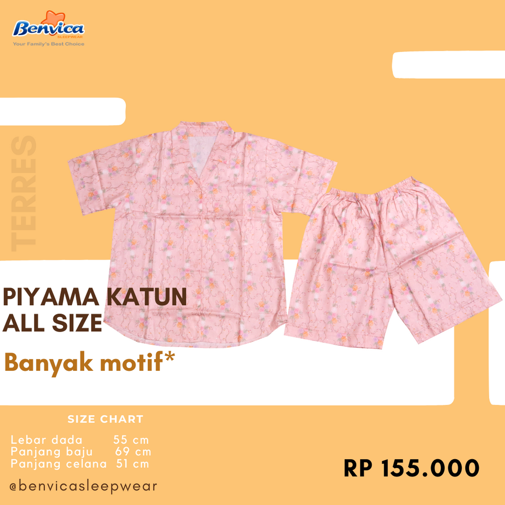 BAJU TIDUR CELANA PENDEK KATUN TERES AL - A