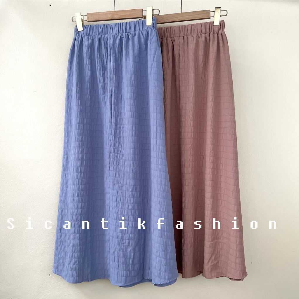 Skirt Panjang Cewek Korean / Rok Wanita Cotton Crinkle